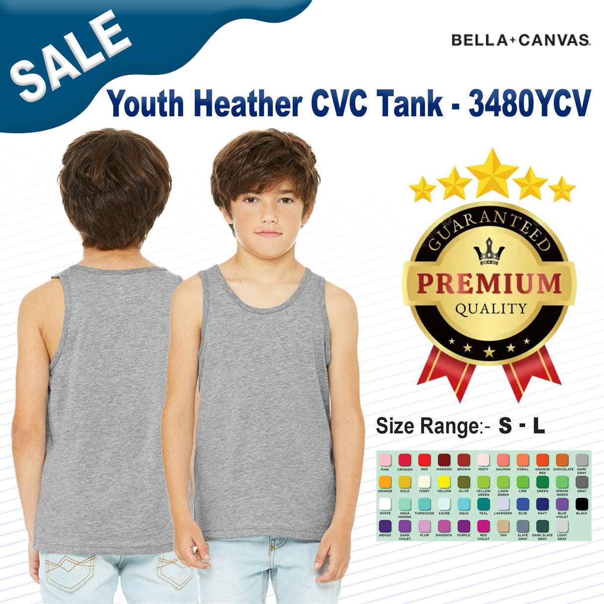 Bella + Canvas® Youth Heather CVC Tank - 3480YCVC