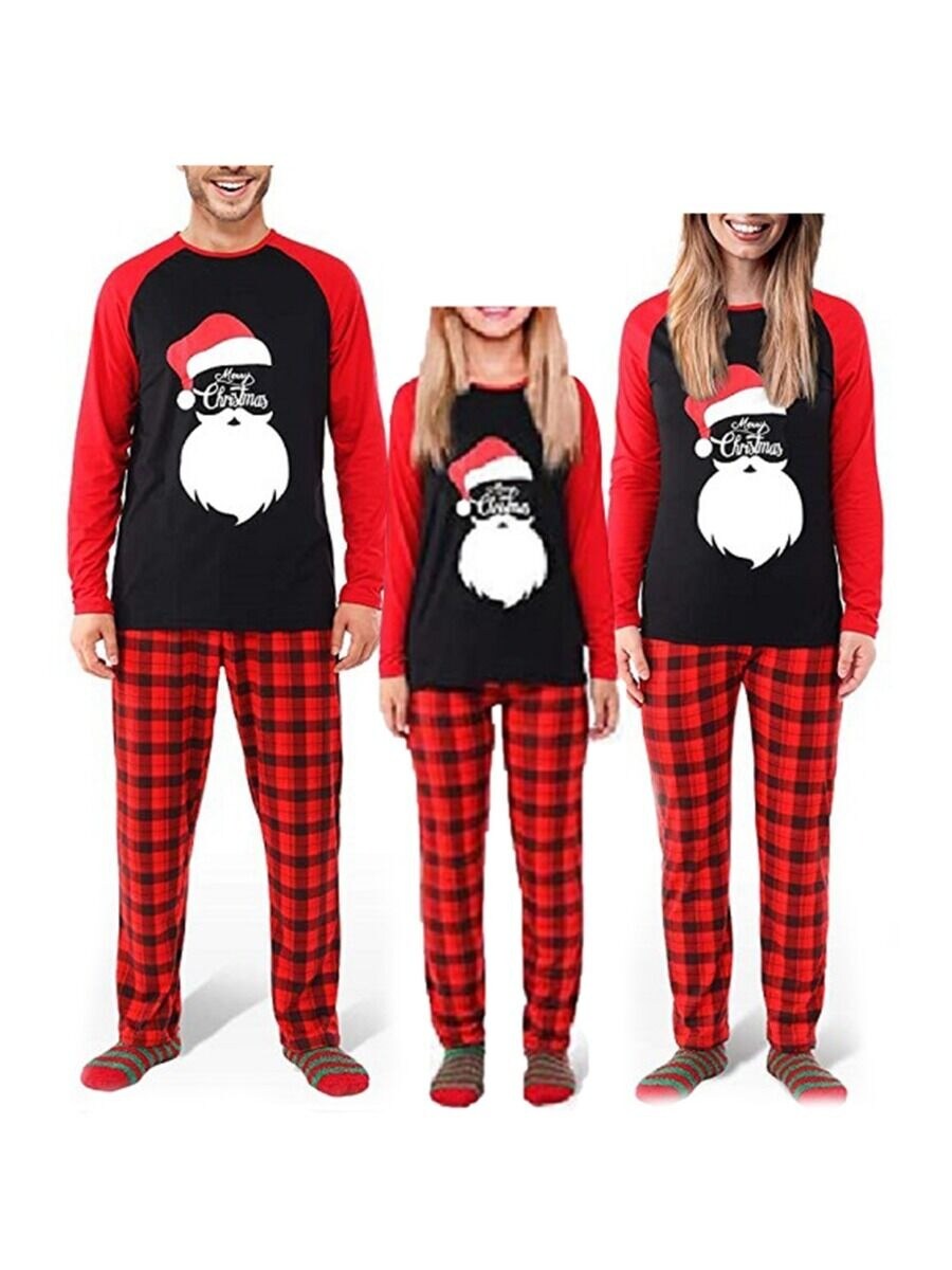 Plaid Christmas Santa Pajamas Set