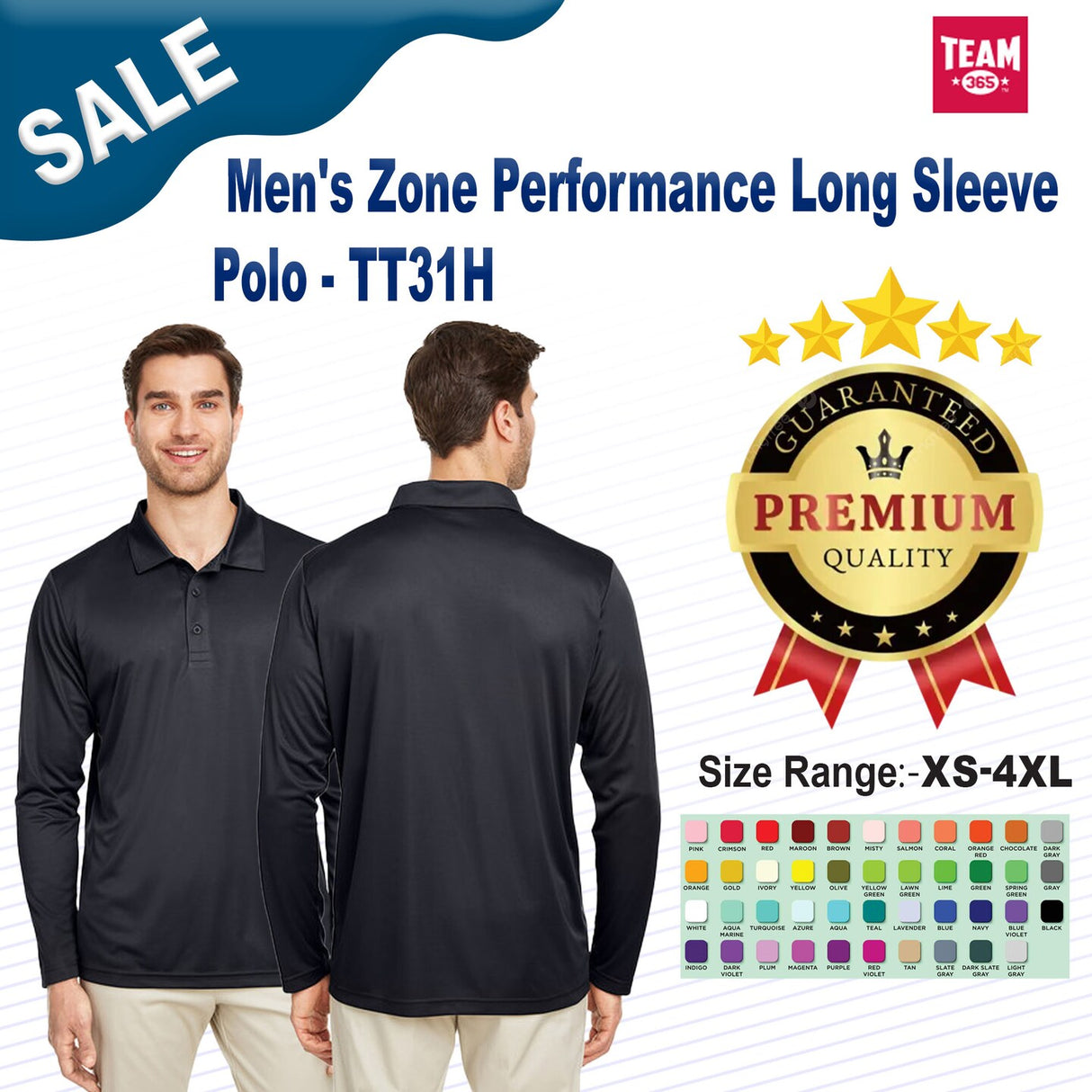 Team 365® Men's Zone Performance Long Sleeve Polo