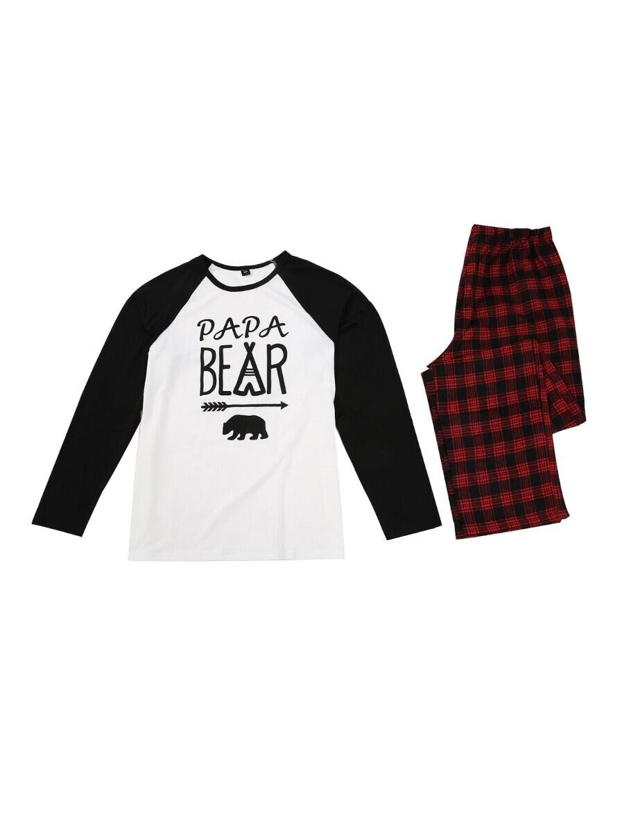 Bear Top And Plaid Pants Christmas Homewear Set