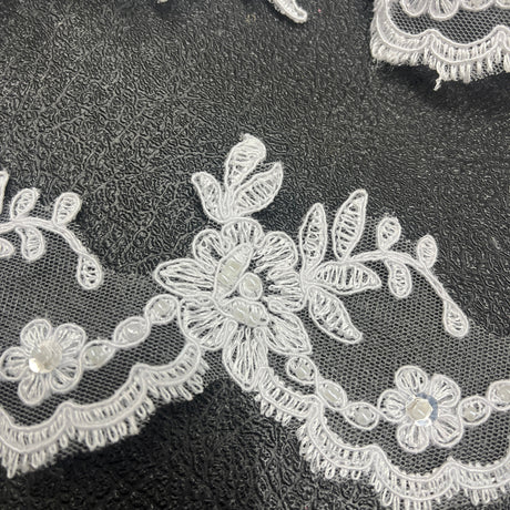 Beaded Corded Lace Trim 3" Wide