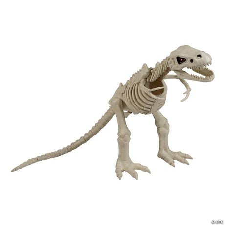 Animated Light-Up Tyrannosaurus Rex Skeleton Halloween Yard Prop, with animated movement for a spooky Halloween effect
