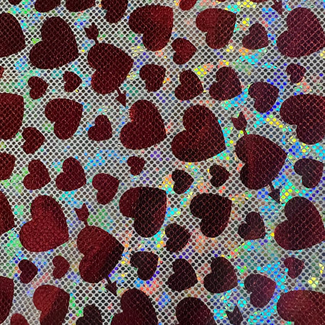 Nylon Spandex Heart Foil Metallic Fabric
