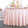 Round Ice Crushed Velvet Tablecloth 132" Blush Pink/Rose Gold