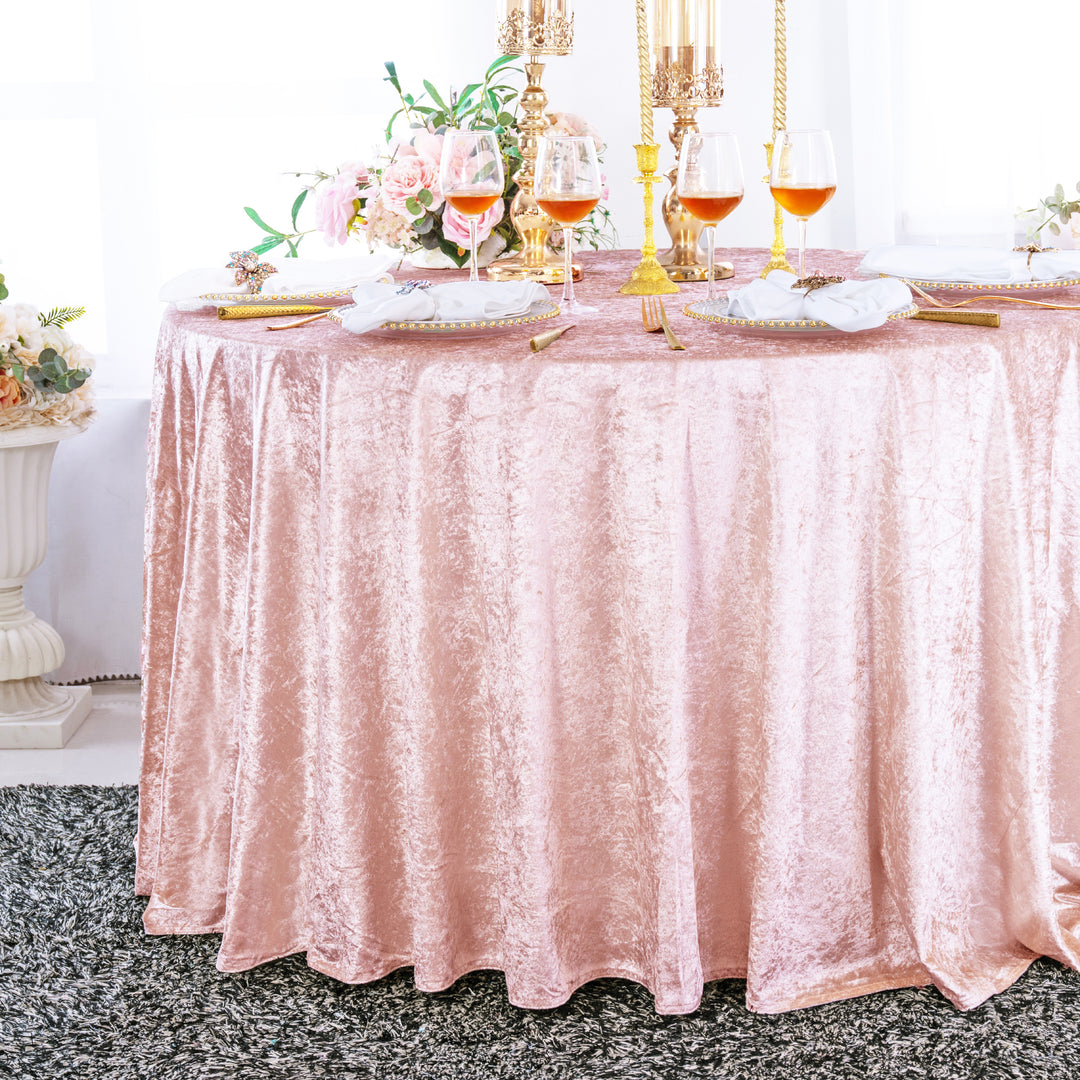 Premium Ice Crushed Velvet Round Tablecloth