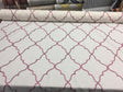 Eliza Embroidered Raspberry Polyester Cotton Fabric - Red Embroidery On White, Linen Look, 45% Cotton / 55% Polyester (By The Yard)
