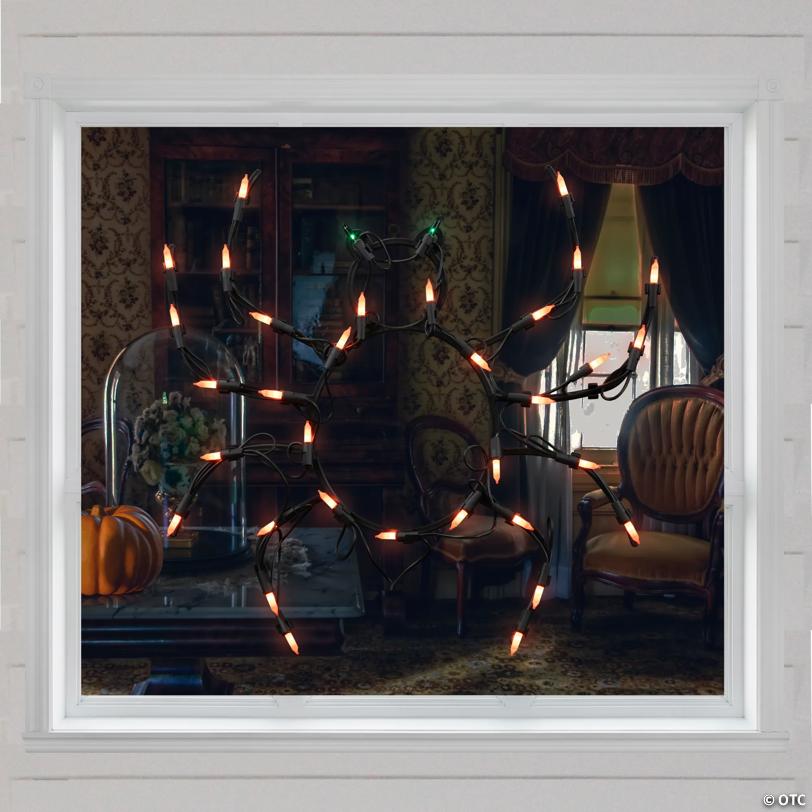 15" Lighted Spider Halloween Window Silhouette Decoration