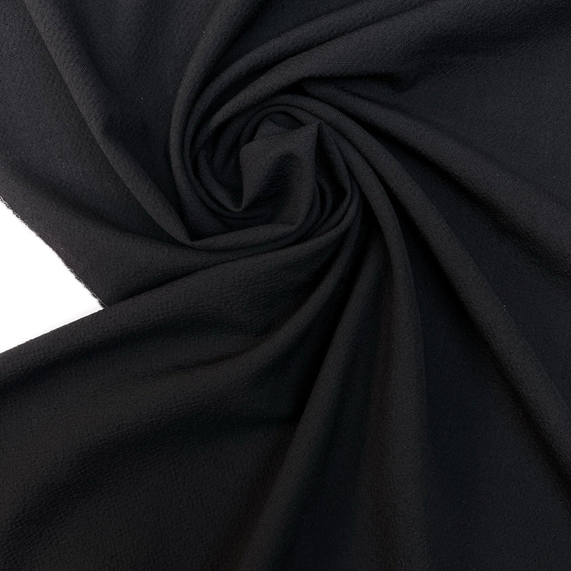 Wool Crepe Black Stretch Fabric