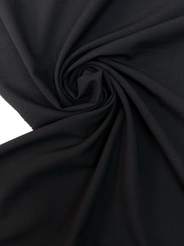 Wool Crepe Black Stretch Fabric