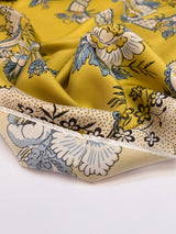 Silk Twill Yellow Floral Fabric
