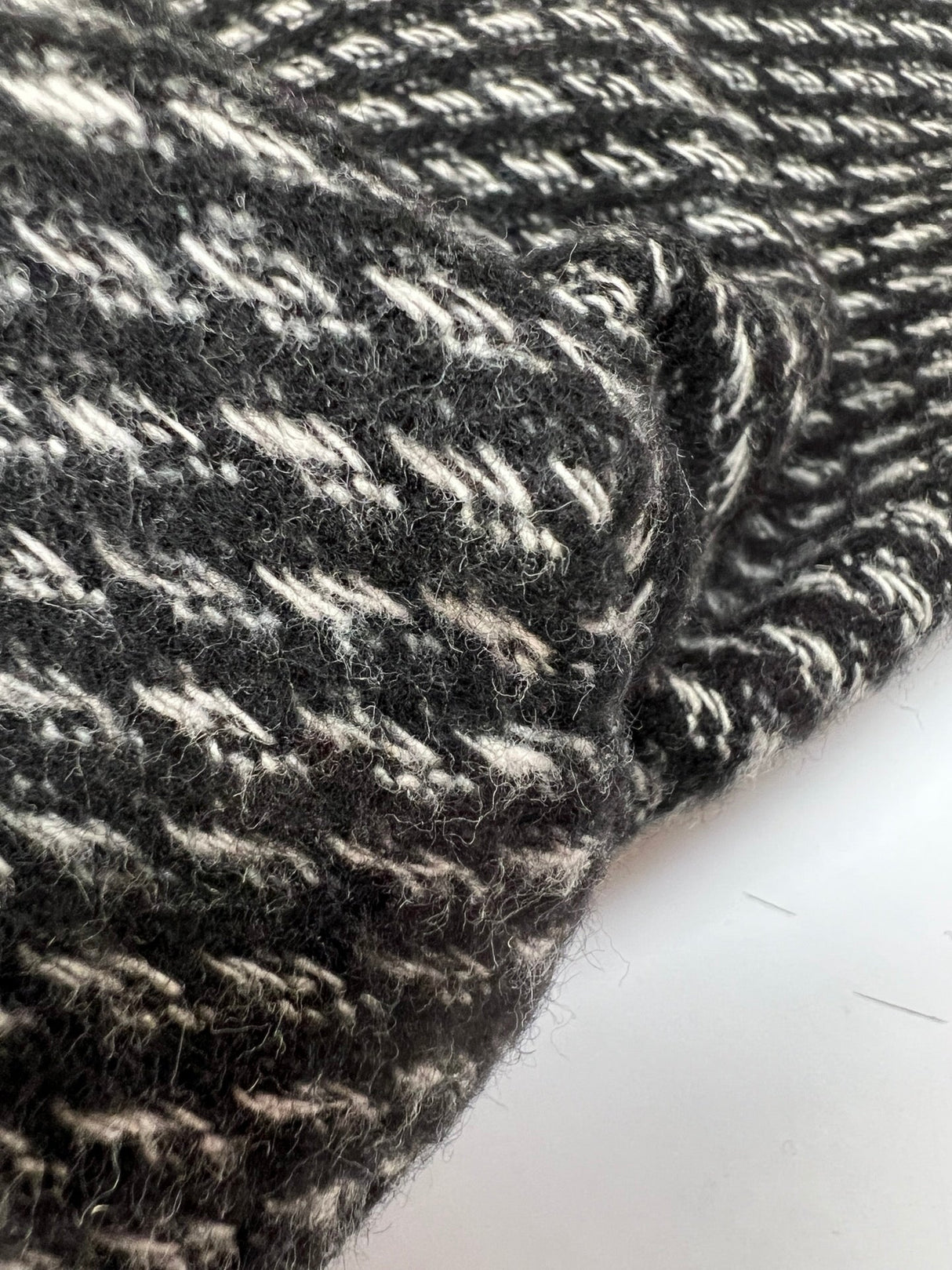 Cotton Wool Tweed Striped Black White