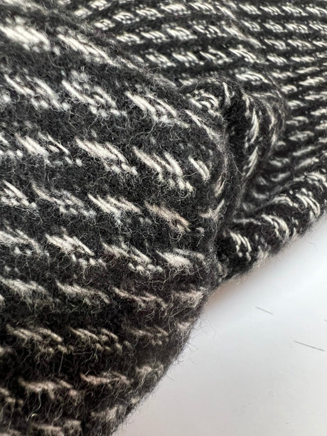 Cotton Wool Tweed Striped Black White