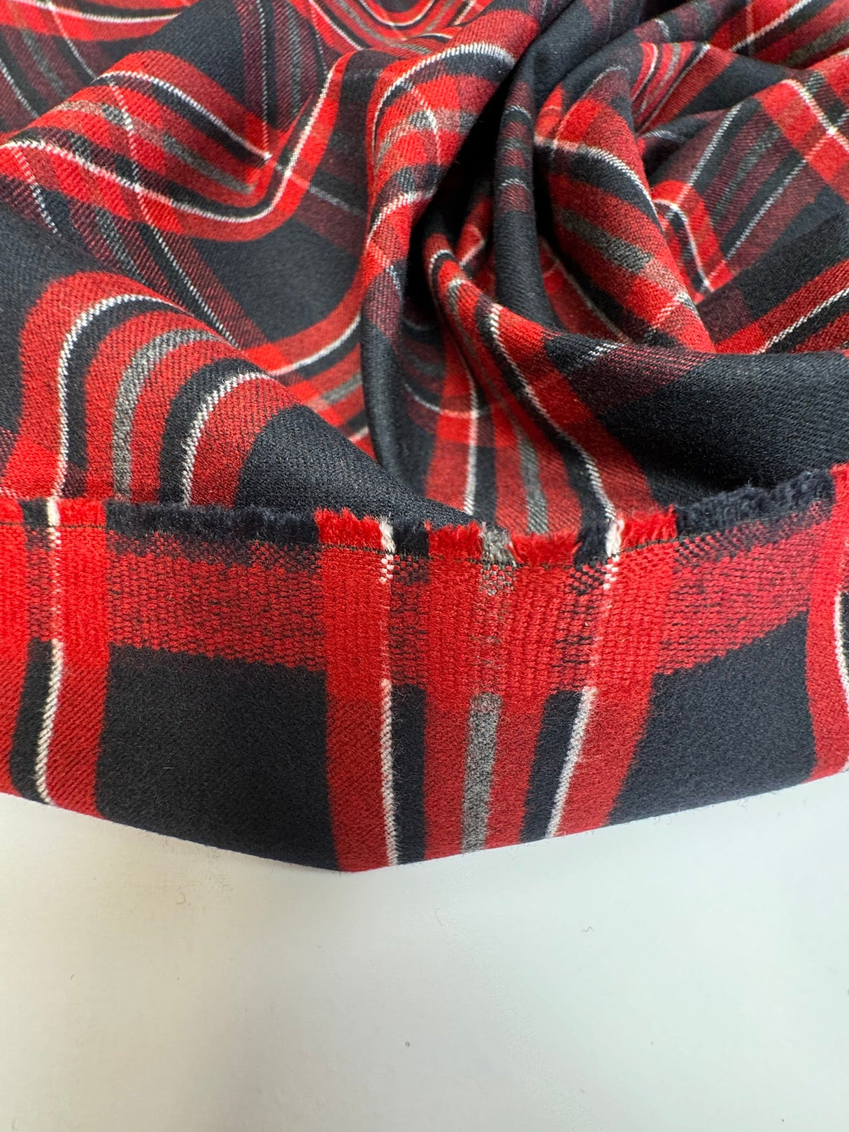 Polyester Blend Twill Checked Striped Red