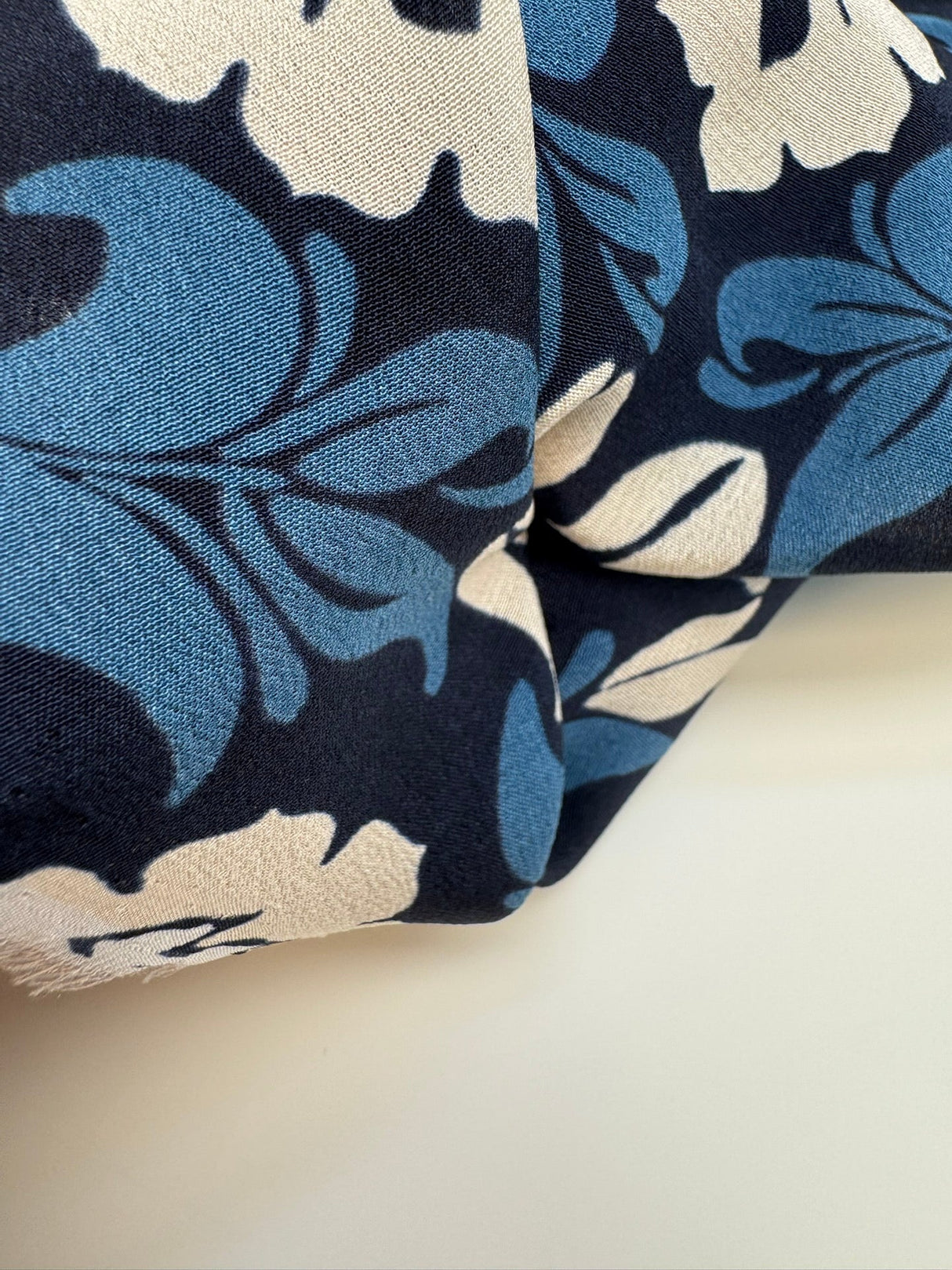 Silk Printed Crepe Blue Floral