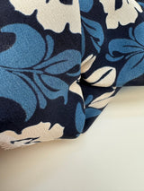 Silk Printed Crepe Blue Floral