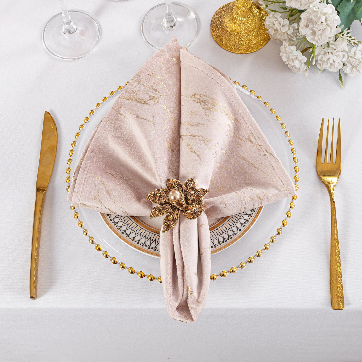 Velvet Dinner Napkin Sample 20x20 Blush Pink/Rose Gold
