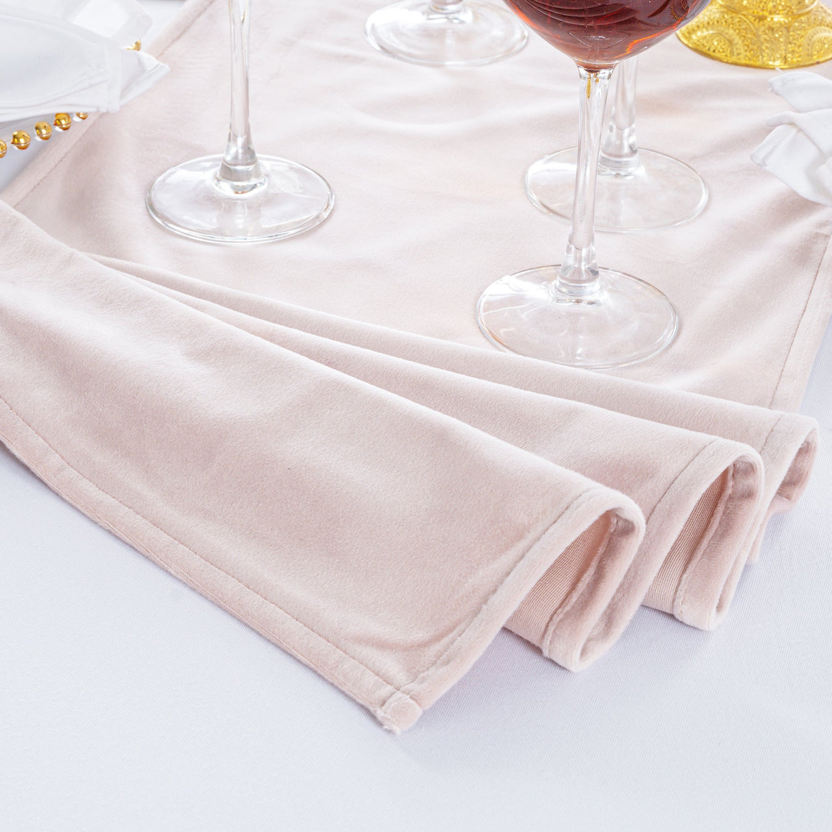 Velvet Table Runner 13x108 Blush Pink/Rose Gold
