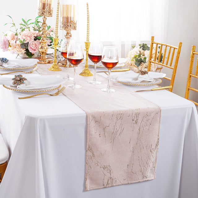 Velvet Table Runner 13x108 Blush Pink/Rose Gold