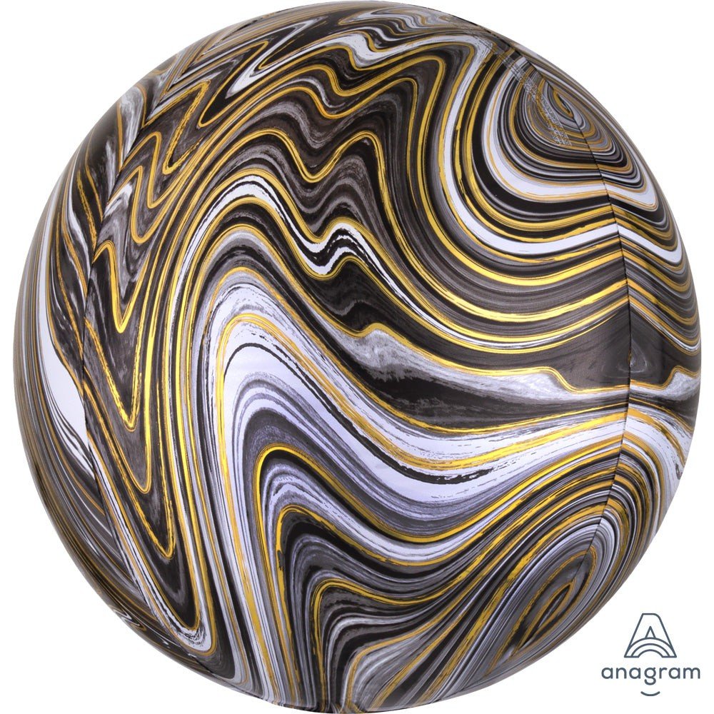 Foil Balloon Black Marblez Orbz