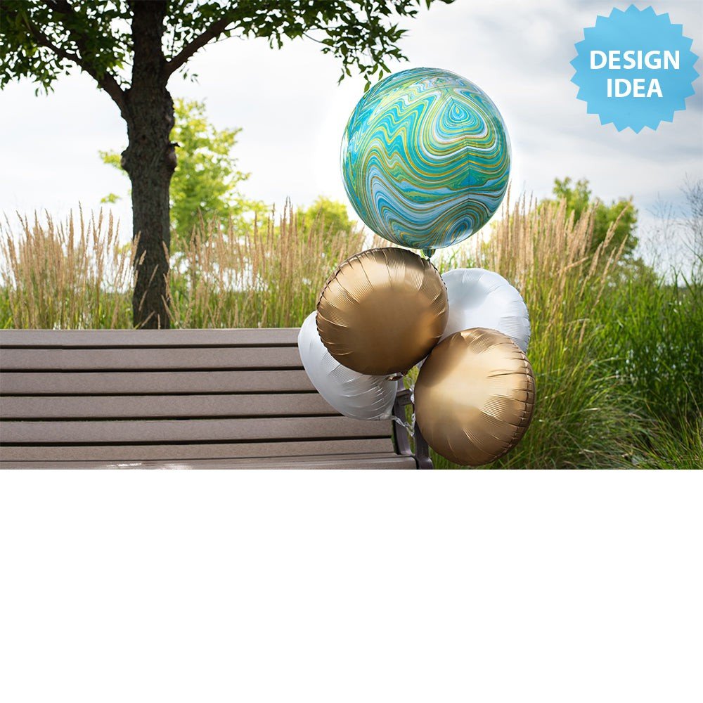 Foil Balloon Blue Green Marblez Orbz