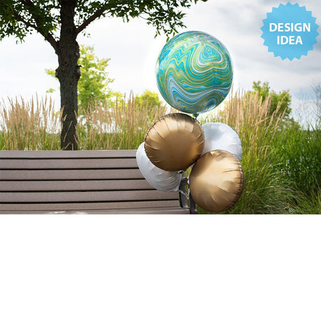 Foil Balloon Blue Green Marblez Orbz