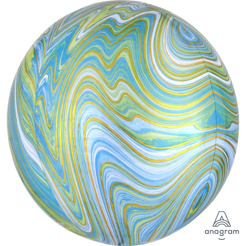 Foil Balloon Blue Green Marblez Orbz