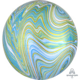 Foil Balloon Blue Green Marblez Orbz