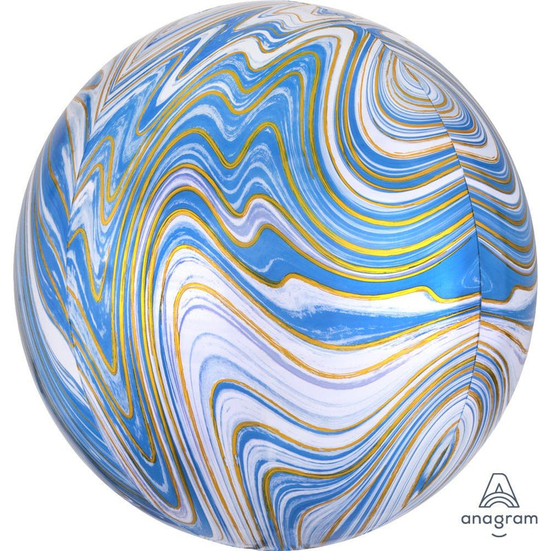 16 Inch Blue Marblez Orbz Balloon