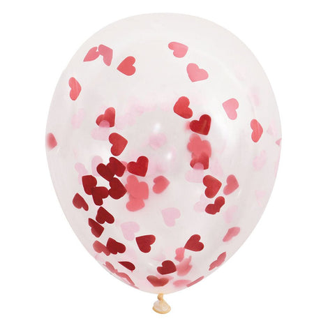 Clear Balloons with Heart Confetti 5 Pack