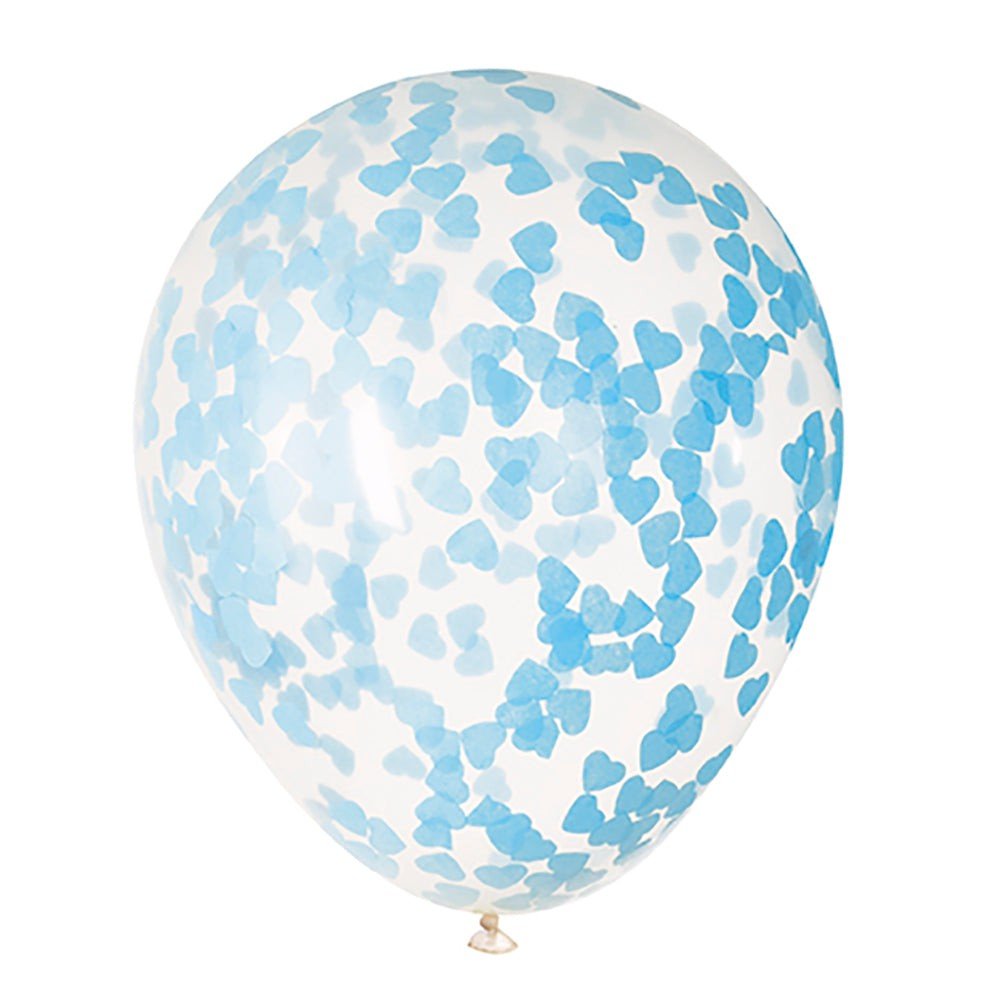 Clear Balloons with Blue Heart Confetti