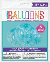 Clear Balloons with Blue Heart Confetti