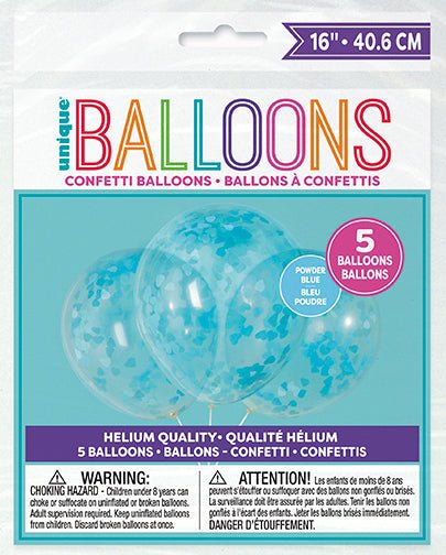 Clear Balloons with Blue Heart Confetti