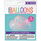 Clear Balloons with Pink Heart Confetti 5 Pack