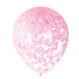 Clear Balloons with Pink Heart Confetti 5 Pack