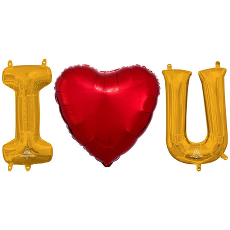 Foil Balloon I Heart U Letters Kit