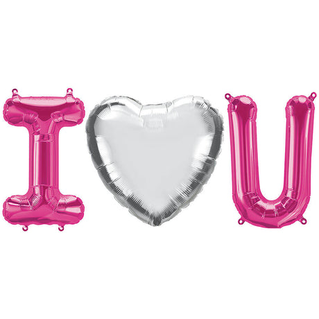 Foil Balloon I Heart U Letters Kit