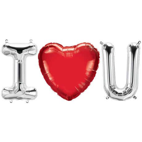 Foil Balloon I Heart U Letters Kit