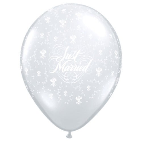 Latex Balloons 16 Inch Just Married Flowers-A-Round