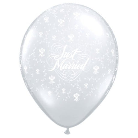 Latex Balloons 16 Inch Just Married Flowers-A-Round