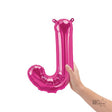 Letter J Foil Balloon - Magenta