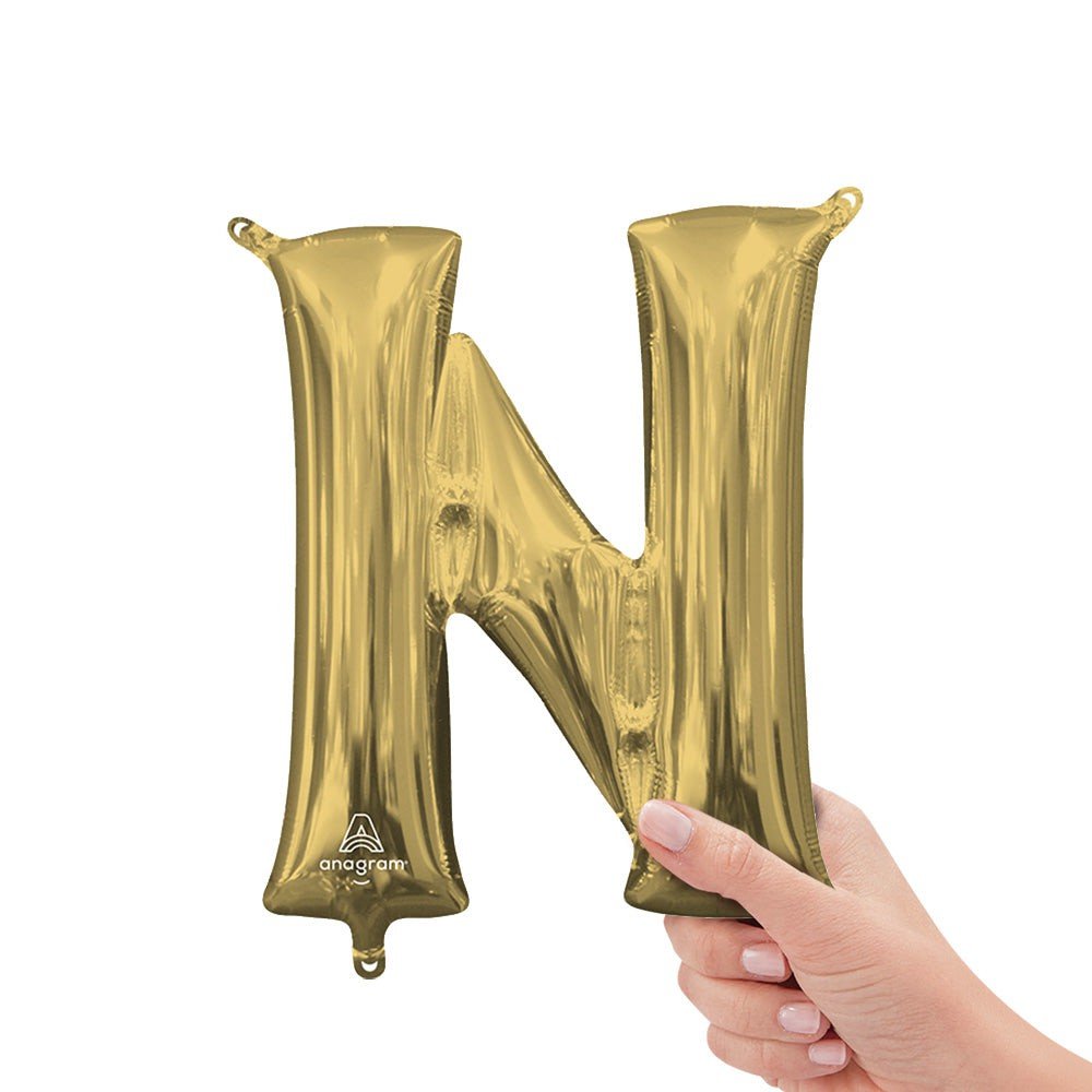 Foil Letter N Balloon White Gold