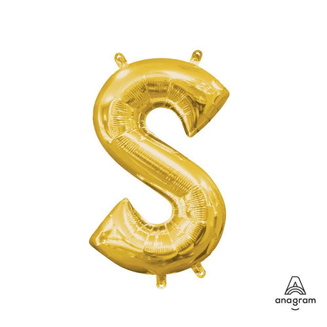 Foil Balloon Letter S Gold Air-Fill Only