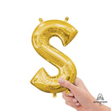 Foil Balloon Letter S Gold Air-Fill Only