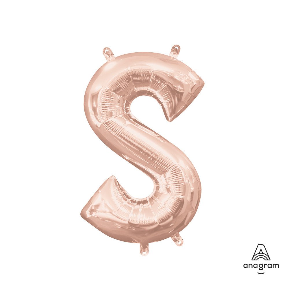 Foil Balloon Letter S Rose Gold 16 Inch