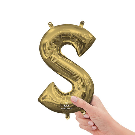 Foil Balloon Letter S White Gold