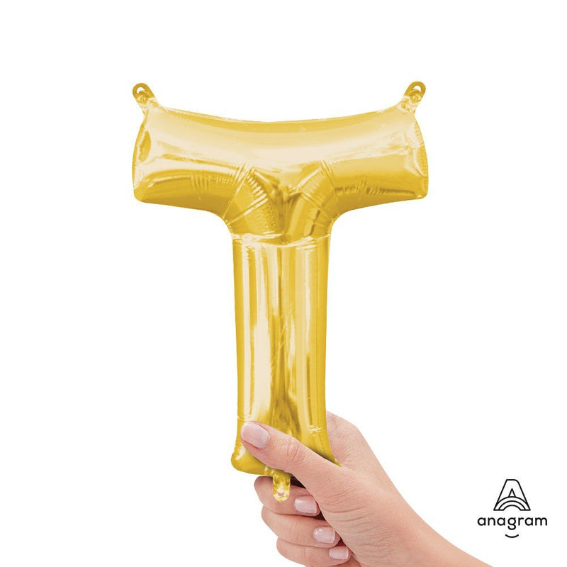 Foil Balloon Letter T Gold 16 Inch