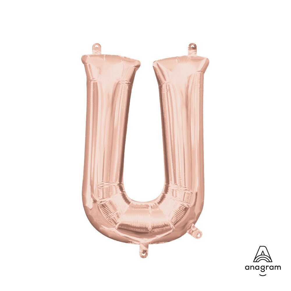 Foil Balloon Letter U Rose Gold 16 Inch
