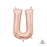 Foil Balloon Letter U Rose Gold 16 Inch