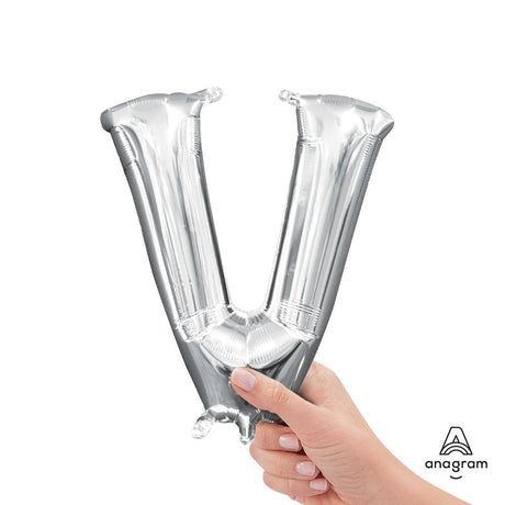 Letter V Silver Foil Balloon