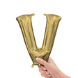Foil Letter V Balloon White Gold